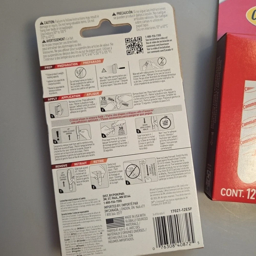 2 Packs of - 3M Command Medium Replacement Adhesive Strips (24 Strips Total) NEW